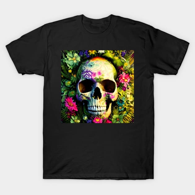 Scary Flowery Skull T-Shirt by cuteandgeeky